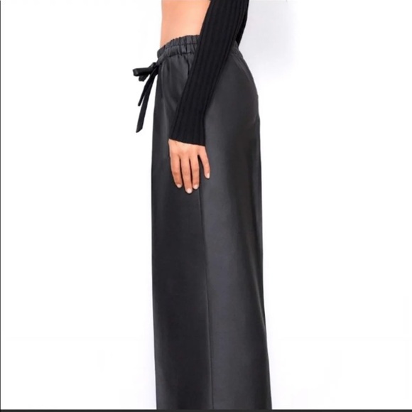 Zara Waxed Effect Coated  Wide Leg Pants - Picture 2 of 4